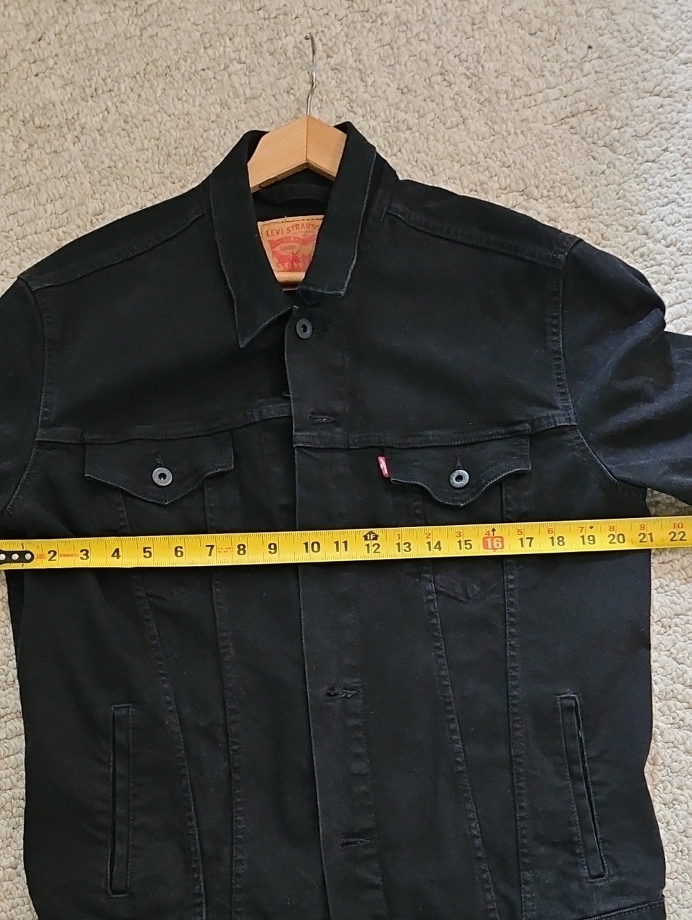 Levi"s All Black Trucker Jacket Men's Large - Picture 5 of 8